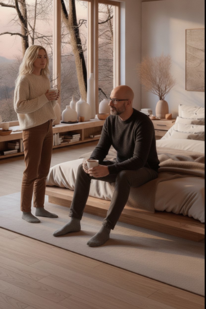 bedroom with a man