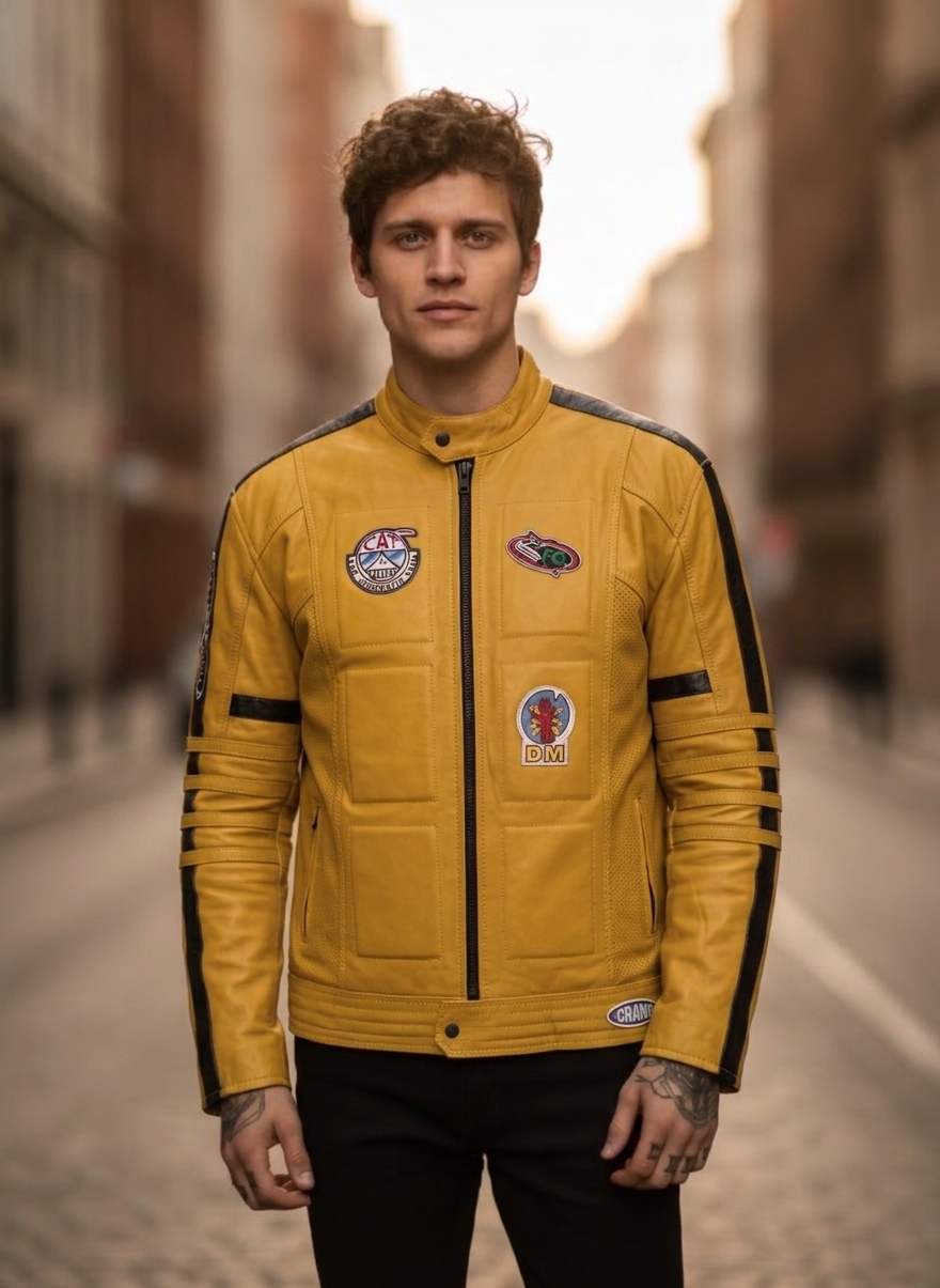 Las mejores ofertas en Chaquetas Amarillas capa exterior de cuero para  hombres | eBay - Virtual Try-On Result